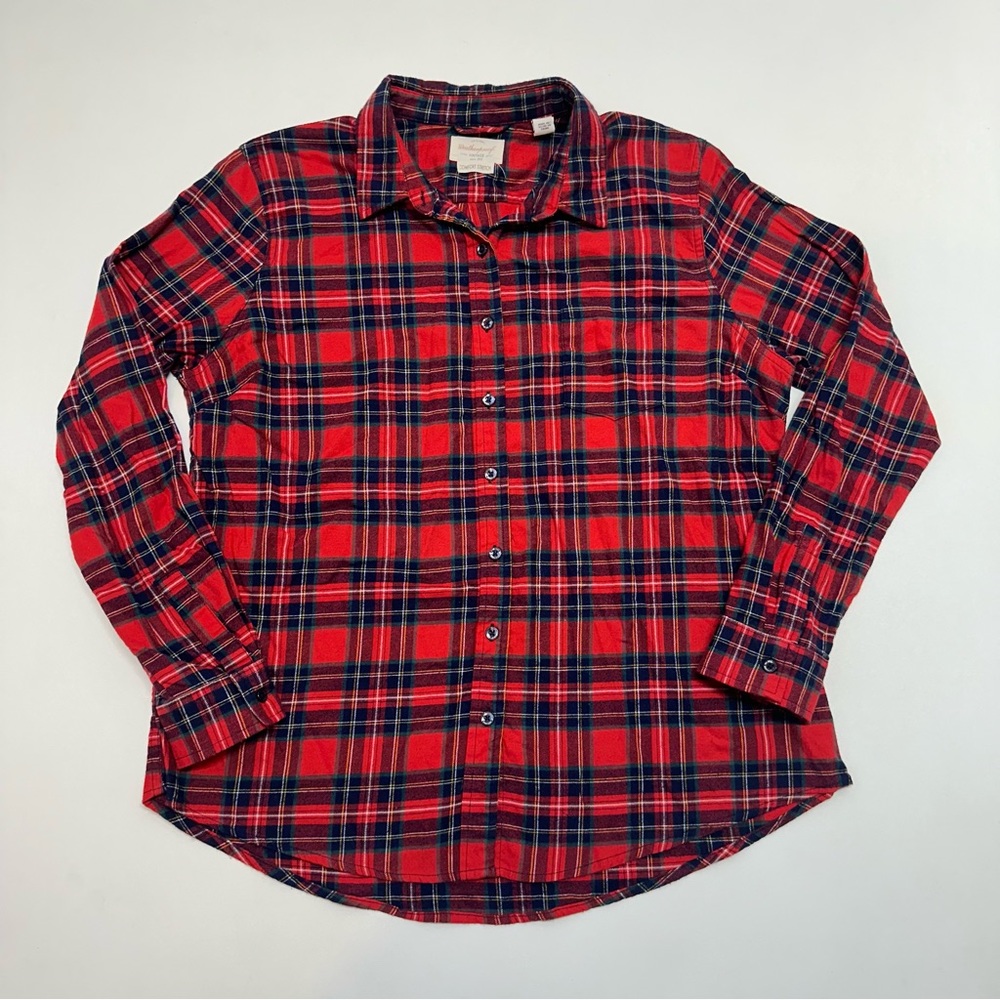 Weatherproof Vintage Womens Plaid Flannel Button Down Shirt Size XL Holiday